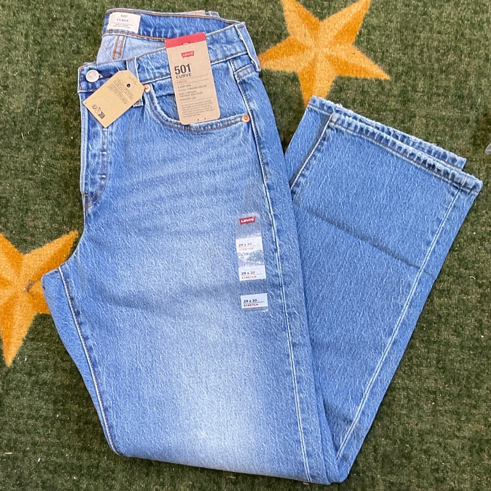 Levi's 501 Curve Straight Leg Women's Jeans - Light Blue Denim 5 Button